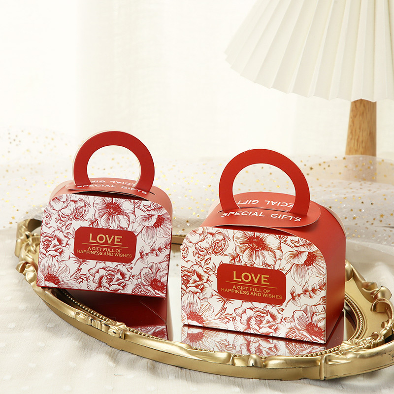 Caja de dulces de boda pequeña caja de dulces de boda fresca, regalo de mano, caja de dulces de boda portátil, bolsa de dulces, suministros de boda