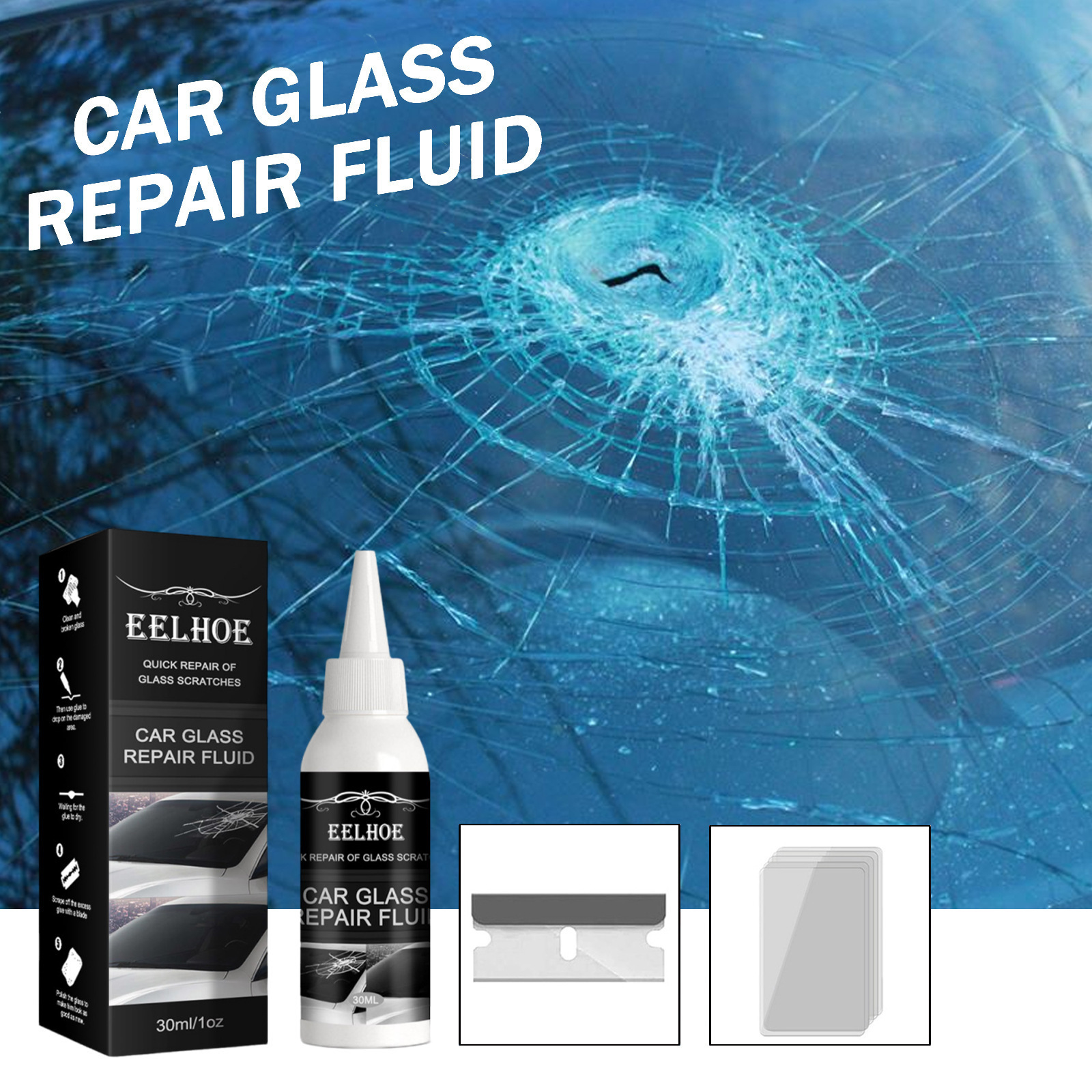Cross-Border Eelhoe Car Glass Repair Glue Windshield Crack Repair Adhesive Repair Glue Repair Adhesive