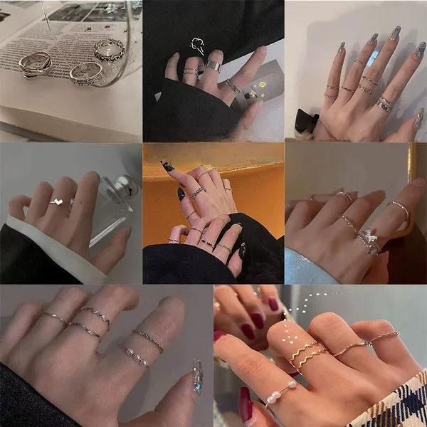 Adjustable Cheap Rings for Students, Punk Vintage Couple Rings for Women and Men