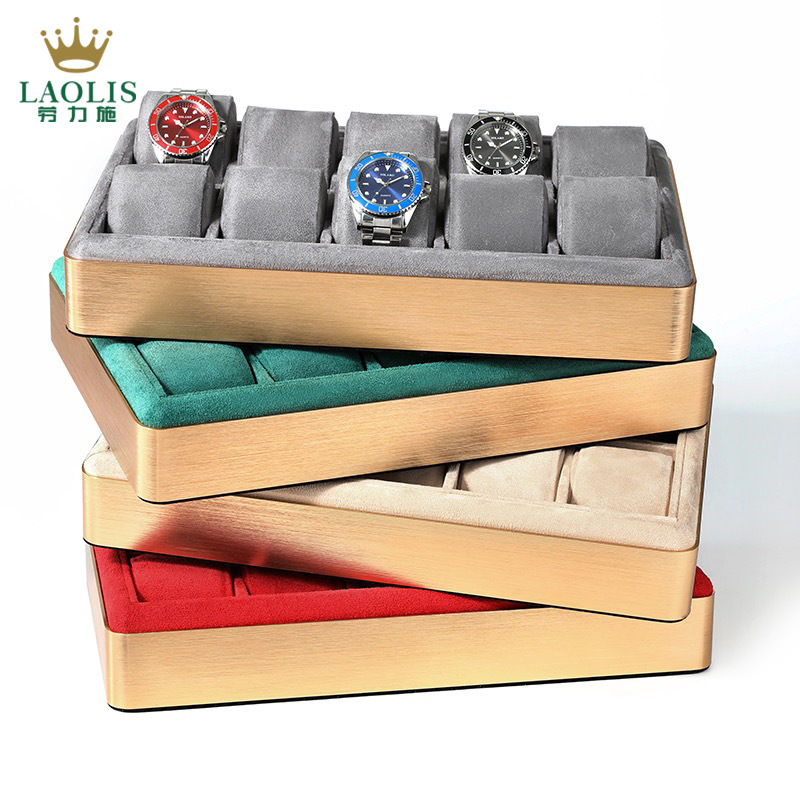 Watch Multi-Position Storage Box Metal Round Edge Jewelry Tray Display Jewelry Props Display Tray Green Multi-Layer Storage
