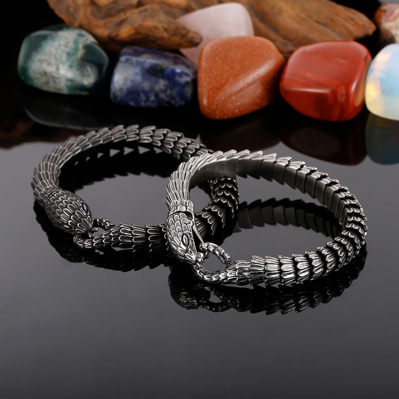 Byondever Vintage Punk Plata Negro Dragon Chino Serpiente Dr Byondever Vintage Punk Plata Negro Dragon Chino Serpiente Dr
