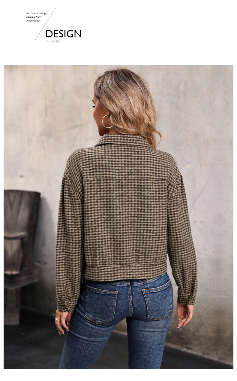 Women's Jacket Casual Plaid Lapel Autumn Coat For Women_voghion.com