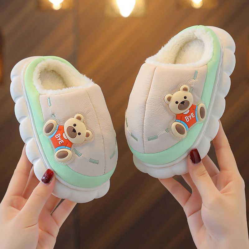 Protezione invernale per bambini, pantofole di peluche ispessite per bambini, pantofole di cotone impermeabili e carine per ragazzi e_voghion.com