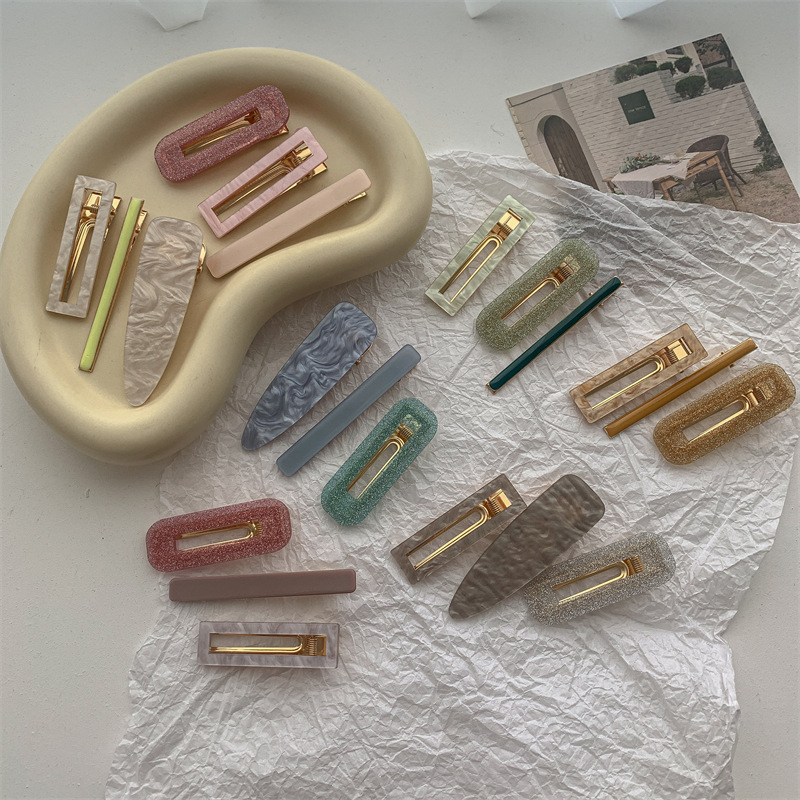 一字发夹网红糖果色刘海夹子日系头饰少女简约发卡可爱边夹鸭嘴夹