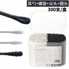 SP ear scoop type cotton swab boxed paper shaft black spiral ear double-ended thin round pointed cosmetic cotton swab