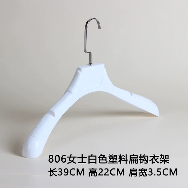 806 Women's White Plastic Flat Hook Clothes Hanger