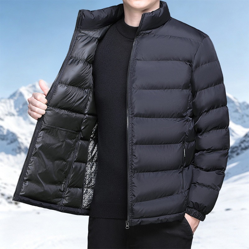 New autumn and winter cotton jacket for men and women, ribbed jacket for teenagers, trendy and versatile, stand-up collar, thickened and warm cotton coat