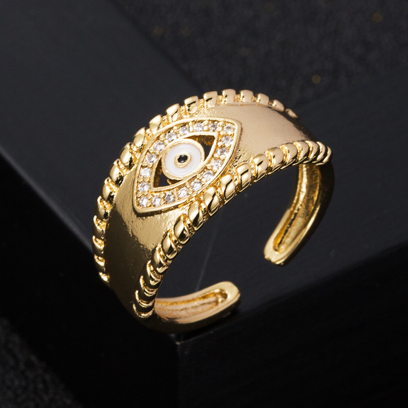 fashion copper goldplated microset zircon devils eye opening adjustable ringpicture4
