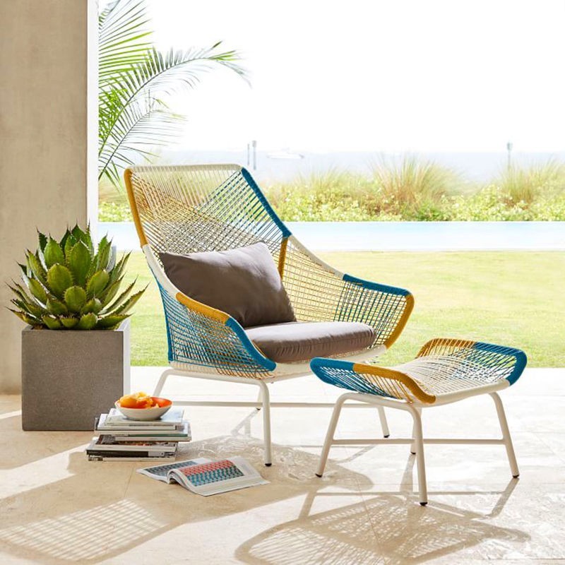 Balcony casual chair Outdoor homestay courtyard garden outdoor open -air waterproof single rattan chair Simple rattan sofa chair 2