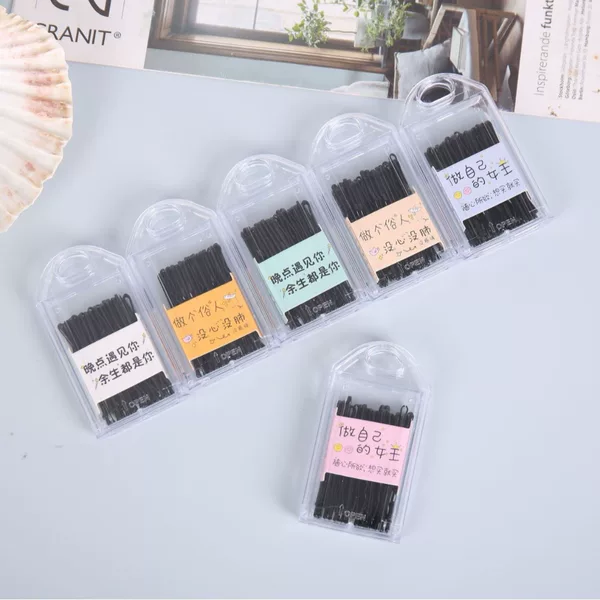 Trendy black hair clip cute fresh boxed steel wire hair clip 20 pieces bangs clip wholesale
