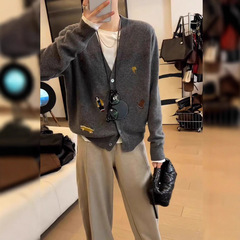秋冬新款刺绣毛衣外套韩版女装设计感宽松软糯针织开衫上衣穿搭
