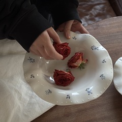 フランスのレトロなスカートの真珠の陶磁器の皿の砕花の皿のデザートの皿の果物の皿の不規則な食事の皿の家庭用のトレー