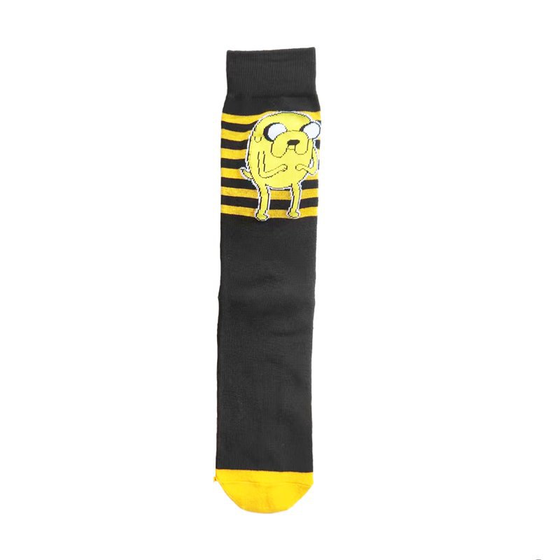 2025d Cartoon Striped Anime Cotton Mid-Calf Yellow Backpack Manga Socks_voghion.com
