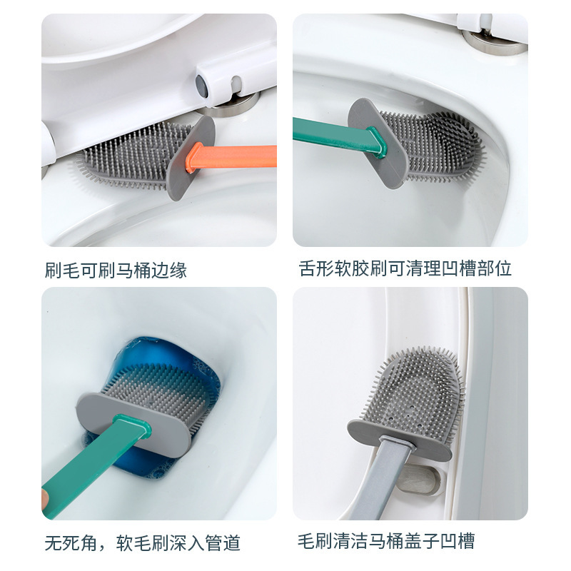 Cepillo de limpieza de inodoro de pegamento blando de mango alargado conjunto de cepillo de limpieza de inodoro doméstico cepillo de limpieza de inodoro 2 en 1 cepillo de limpieza