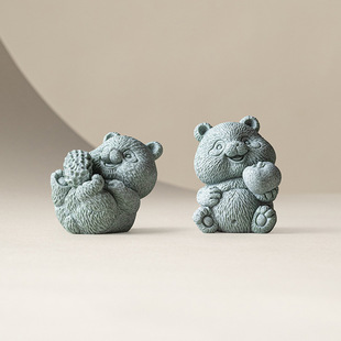 Manufacturer's Green Sandstone Panda Creative Small Ornaments, Good Persimmon and Peanut Home Tea Tabletop Decorations, Fish Tank Landscaping Decorations