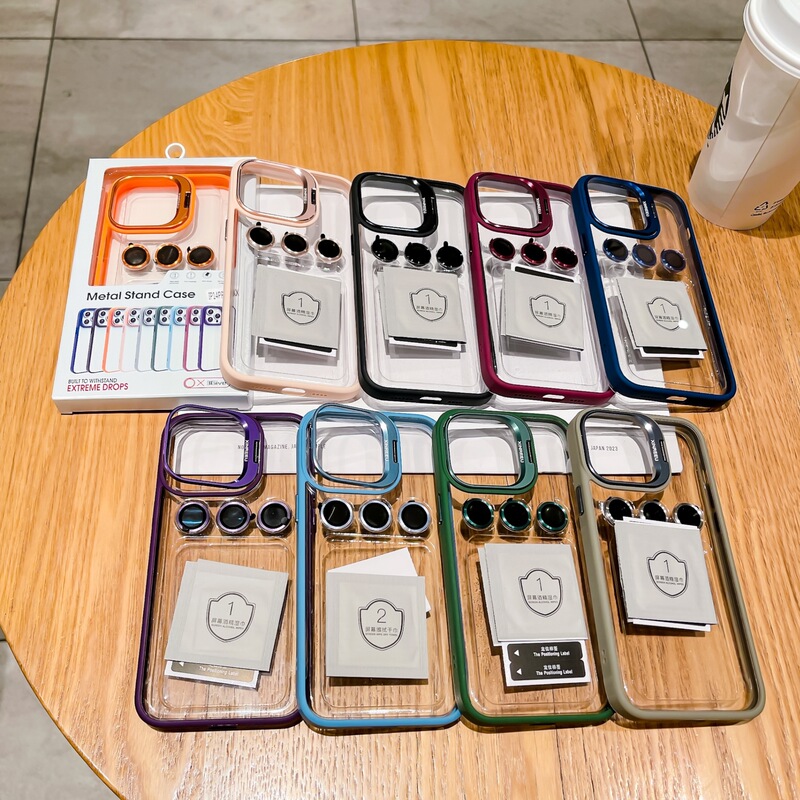 Suitable for Iphone16Promax Mobile Phone Case Holder Apple 15 All-Inclusive 14 Transparent 13 Hard 12 with Lens Film 11