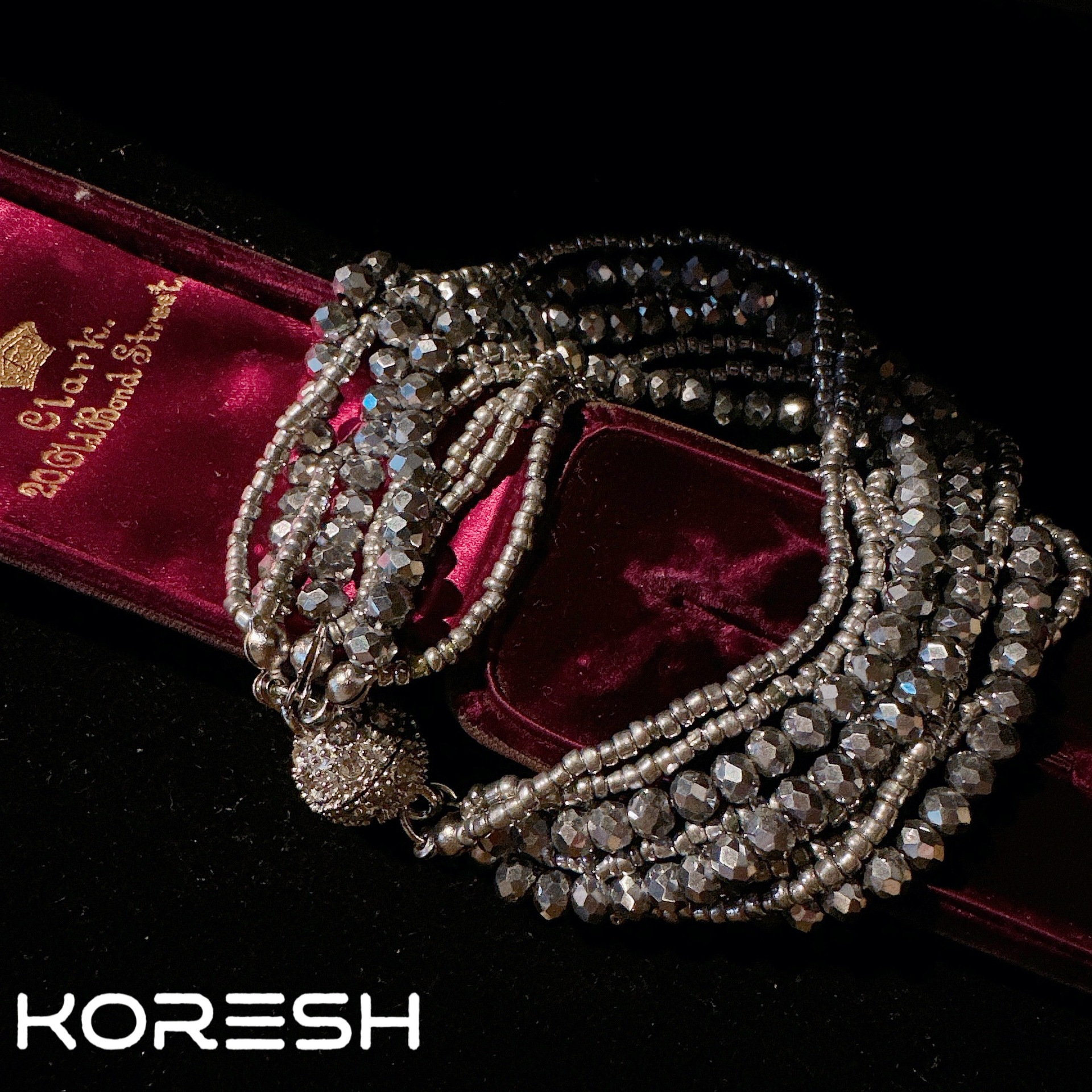 Irregular platinum gray multi-layer bracelet without box