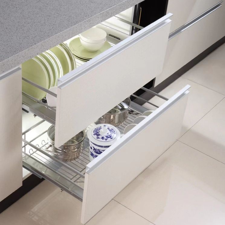 En stock cesta de plato multi-especificación cocina cajón de doble capa tazón cesta auto-drenaje de gran capacidad armario de almacenamiento cesta