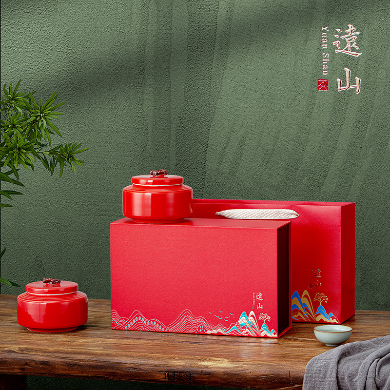 新品陶瓷罐茶叶包装礼品盒空盒陶瓷茶叶罐半斤装礼盒红茶绿茶通用