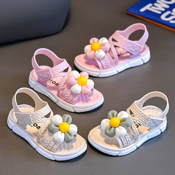 Children's Sandals Women's Summer New Arrival All-Match Fashionable Elegant Princess Soft-Sole Non-Slip Small Medium-Large Children's Baby Beach Sandals