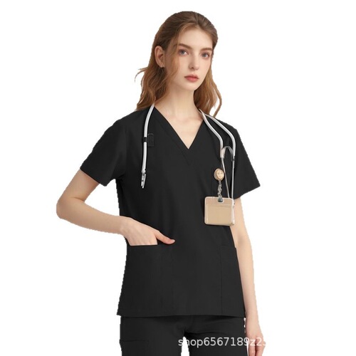 Elastic surgical gown for men and women, short-sleeved surgical attire for oral nurses and doctors, pet hospital medical long-sleeved workwear