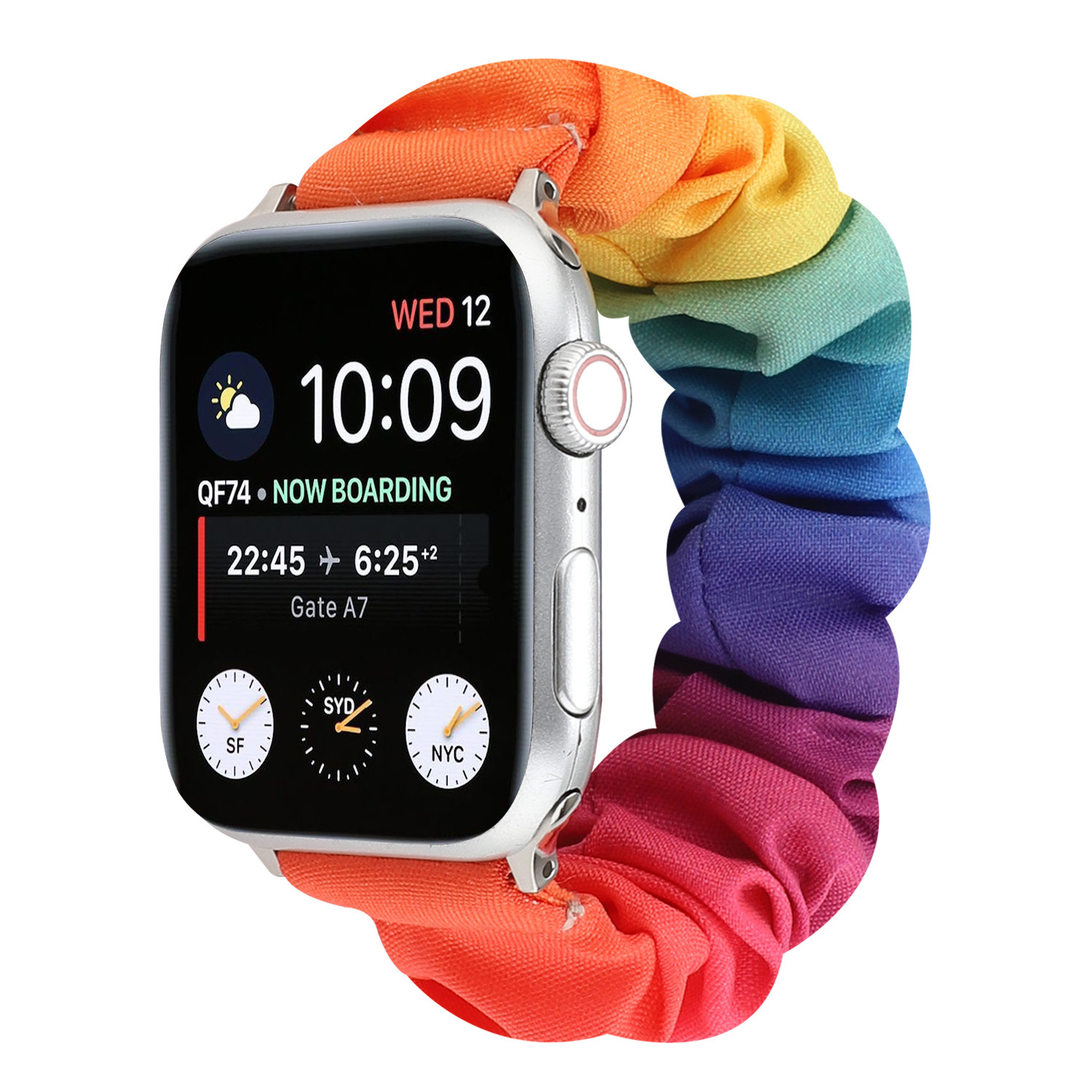 Suitable for Apple Iwatch765432 Generation Se Watch with Integrated Large Intestine Ring Elastic Hair Ring Printed Fabric Wristband