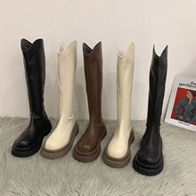 厚底马丁靴法式小香风骑士长筒靴鞋子女新款2025爆款高筒瘦瘦长靴