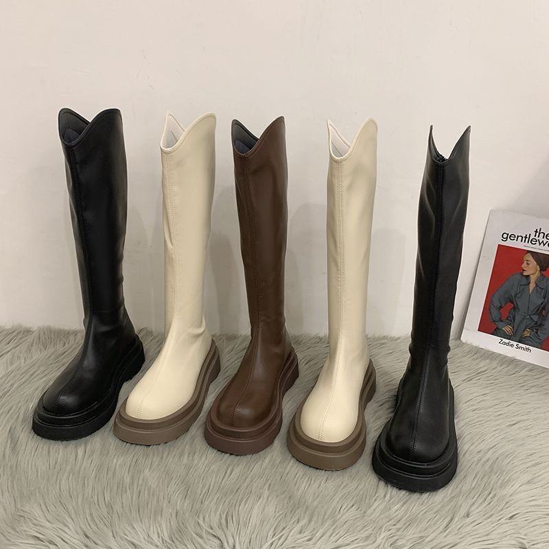 厚底马丁靴法式小香风骑士长筒靴鞋子女新款2025爆款高筒瘦瘦长靴