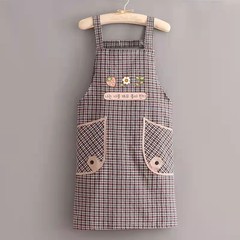 Cotton Apron Belts Factory Wholesale Long Sleeve Coverall Kitchen Home Use Cooking Apron Waist with Double Pockets Workwear for Women