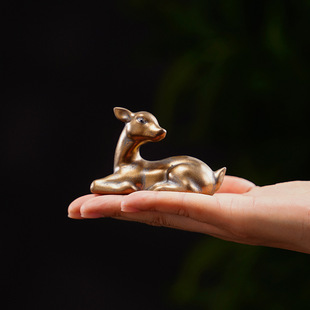 Ceramic cute animal deer handicraft tea tray tea pet home living room study entrance bonsai decoration