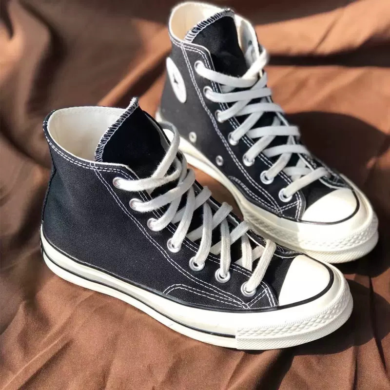 Meiqi Converse High-Top 1970S Canvas Shoes Black Women's Shoes Couple Style Men's Shoes High-Top Versatile Casual Sneakers