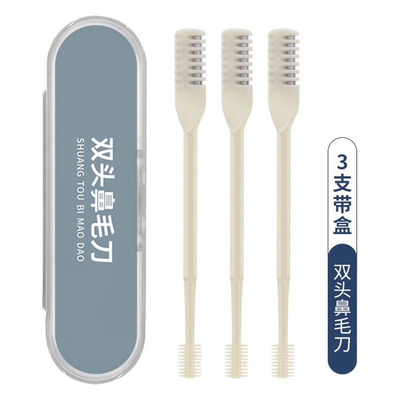 En stock nariz de doble cabeza cuchillo de pelo raspador de pelo limpieza manual nariz agujero limpieza nariz recortador de pelo tijeras de afeitar para hombres y mujeres