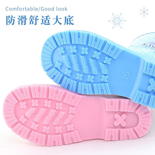 Disney Kidsren's Rain Boots Student Water Shoes Rain Boots Girls Kidsren Elsa Princess Rain Boots Non-Slip Overshoes Soft