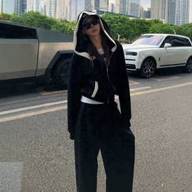 设计感连帽卫衣运动套装女秋韩版时尚洋气宽松显瘦休闲两件套学生