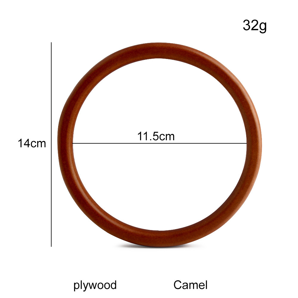 Fábrica de suministro directo de bolsas de gancho redondas de madera 14CM mangas de anillo de madera 11CM accesorios de bolsas