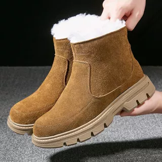 冬季轻便保暖防滑加厚防寒皮毛一体牛皮内蒙古羊毛靴特厚雪地靴男