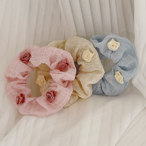 French girl rose hair rope sweet small hair ring elegant temperament hair rope large intestine ring Japanese and Korean hair accessories headdress