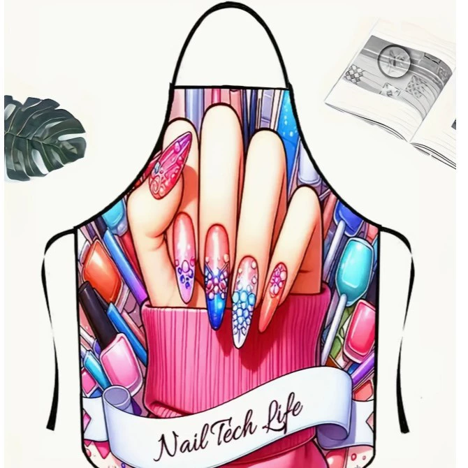 Красивый фартук без рукавов с рисунком помады и лака для ногтей, кухонный бытовой фартук с защитой от пятен, повседневный водонепроницаемый поясной фартук для приготовления пищи