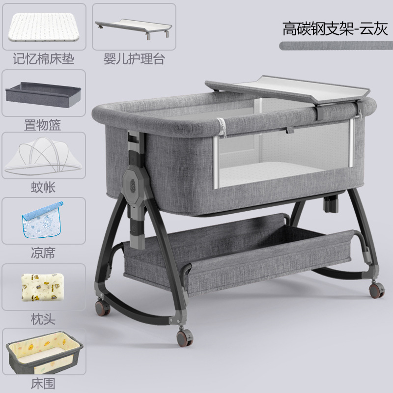 Cuna móvil Cuna portátil Cuna para bebé Cama plegable multifuncional bb Cama grande de costura para niños recién nacidos image 11