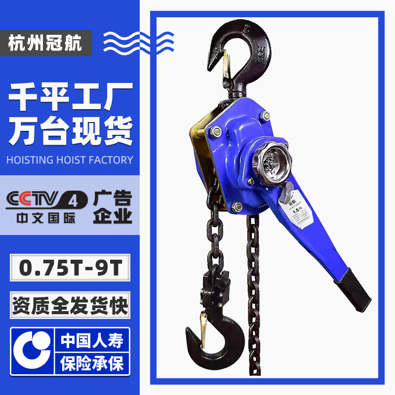 Hand hoist a ton 0.75t1.5t3t6t9 ton 3m6m9 meter manual tightener chain type hand hoist