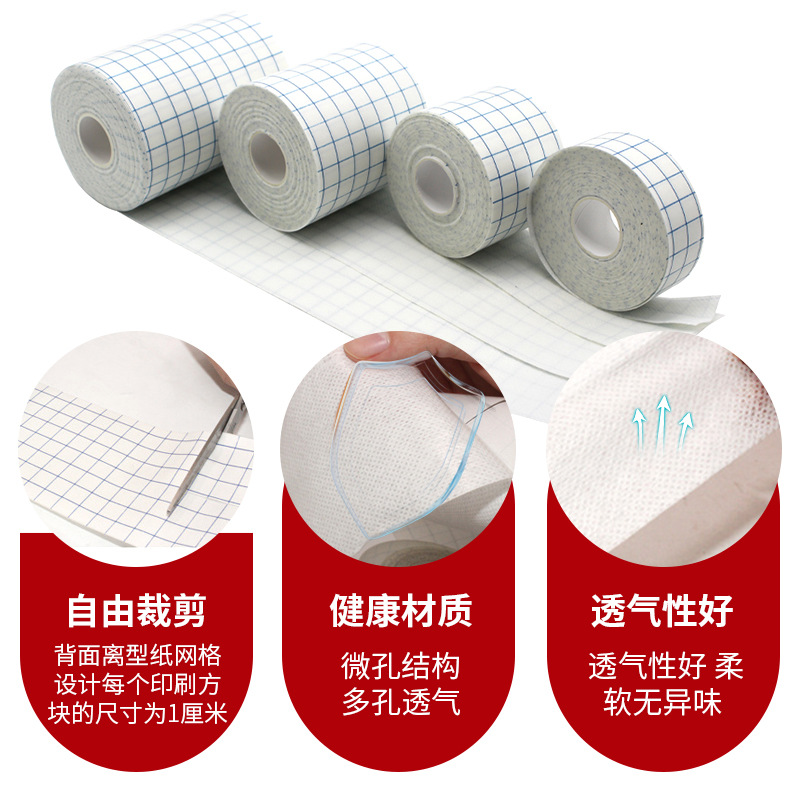 Fábrica al por mayor pegatinas de vestir fuerte adhesivo vendaje spunlace no tejido transpirable rollo de vestir pegatinas impermeables
