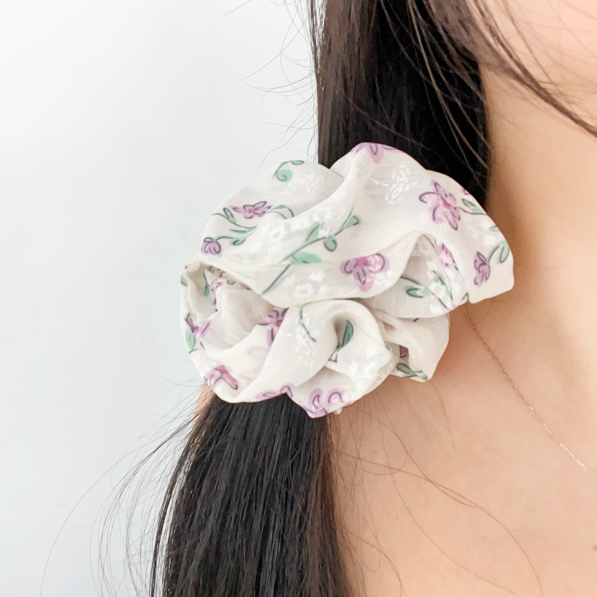 Pequeña fresca super inmortal retro flor triturada arco de cabello damas elegante cuerda de cabeza temperamento simple dulce cuerda de cabello mujer
