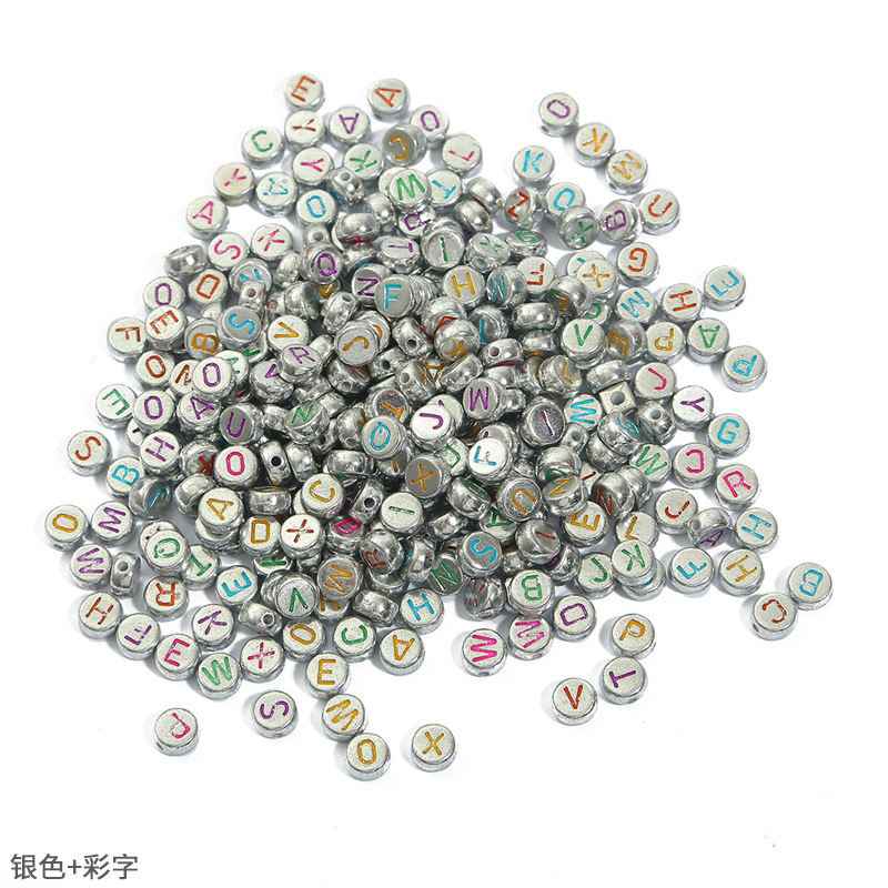 透明アクリル文字ビーズ手作りdiy自作ビーズネックレスキーホルダーアクセサリーブレスレット編み|undefined