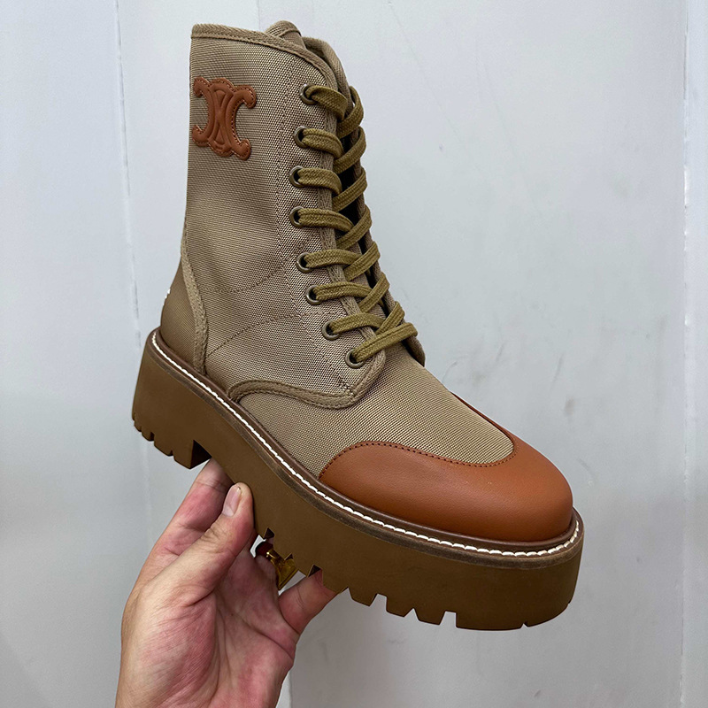 Arc De Triomphe Genuine Leather Boots for Women 2025 Autumn and Winter New British Style Motorcycle Boots Heightening Thick-Soled Short Boots