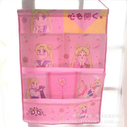 Girly Heart Melody Beautiful Girl Multi-Gate Storage Hanging Bag Student Dormitory Wall Organizing Hanging Bag Stationery Storage