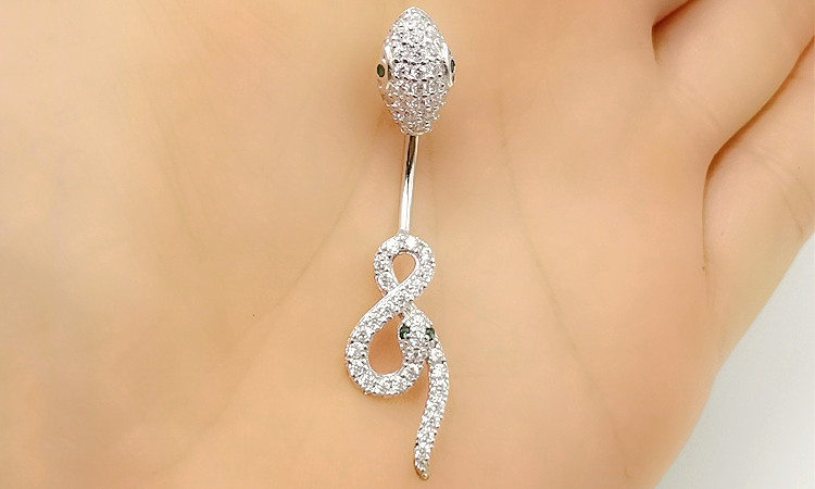 European Zodiac Zircon Snake Belly Button Ring In 925 Silver_voghion.com
