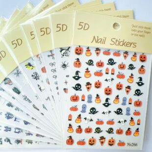 2025 Halloween Carnival Nail Art Stickers Pumpkin Lantern Ghost Skeleton Adhesive Nail Decals