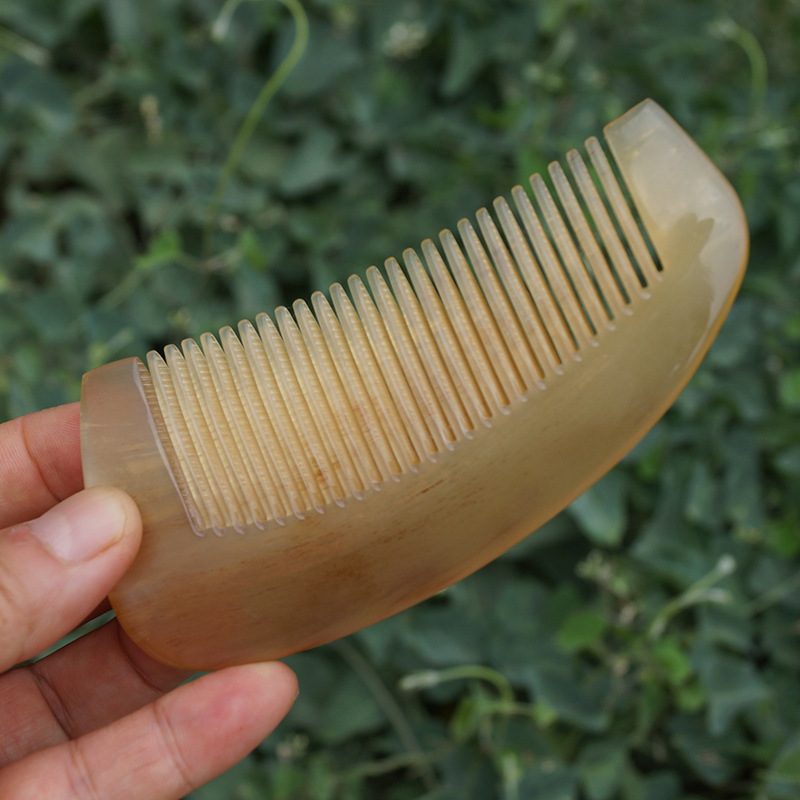 天然正品牛角梳子情人节加厚便携专用女梳密齿按摩梳刻字长发|undefined