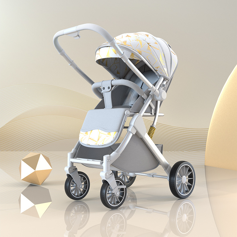 Beishuchi Baby Stroller Can Sit and Lie Down, Lightweight Folding High-View Shock-Absorbing Two-Way Newborn Baby Stroller