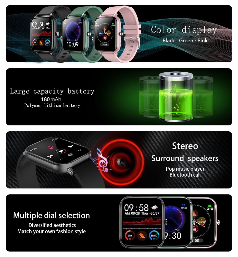 P6 Smartwatch Bluetooth Call Full Touch Sport Puls_voghion.com